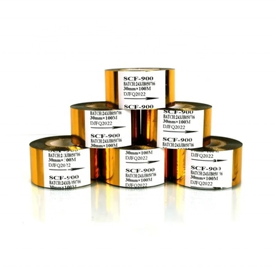 PET Core Grootte 1 inch SCF900 Gold Hot Foil Stamping Rolls Marken Thermal Transfer Ribbon