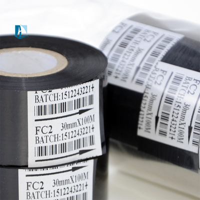 30 mm 100 m Zwarte warmgeprinte stempelfolie voor rond handschrift Coderingssnelheid 30-600/min